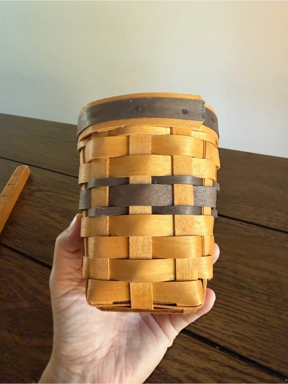 Vintage Royce Craft Two Toned Basket Pencil Cup Holder Signed Made In Ohio